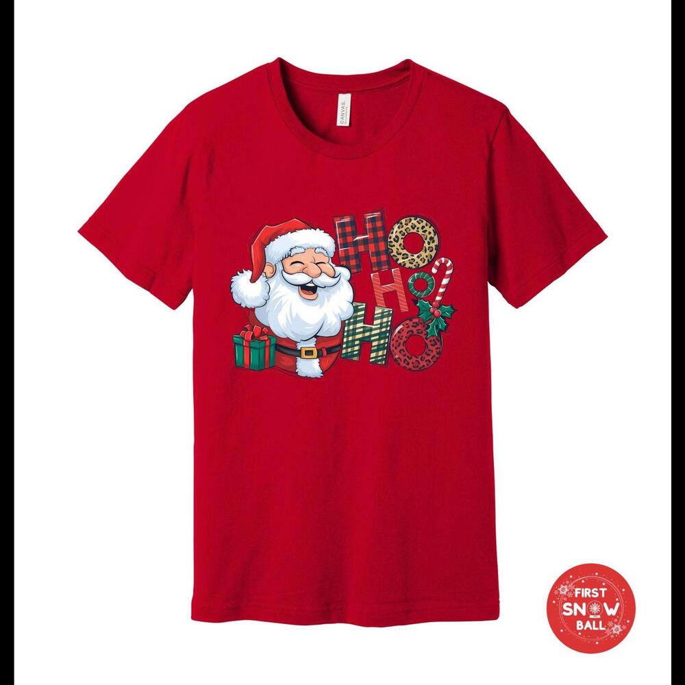 Santa Ho Ho Ho Xmas T-Shirt – Cute Holiday Graphic Cotton Unisex Tee